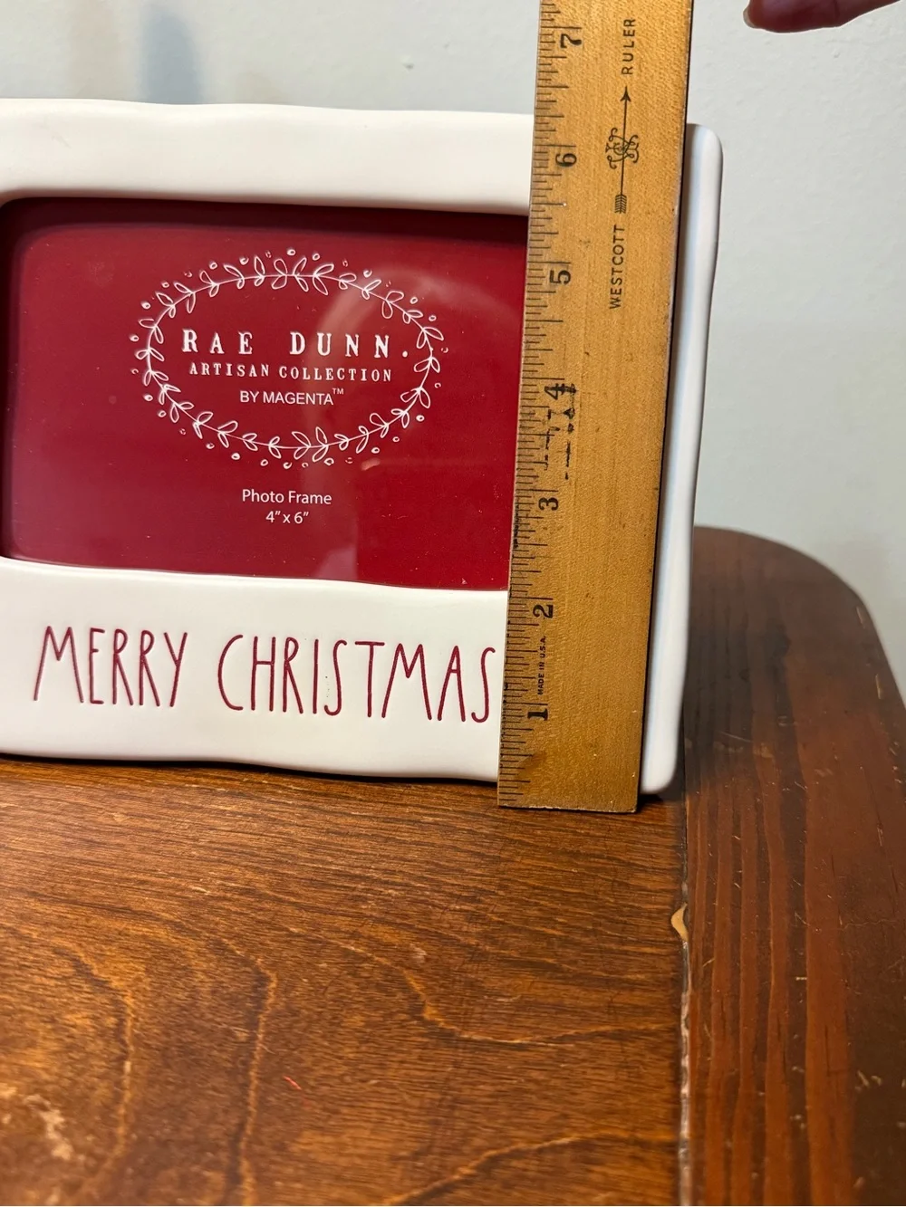 Rae Dunn White Ceramic Frame with Red Accent - Merry Christmas